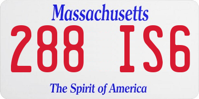 MA license plate 288IS6