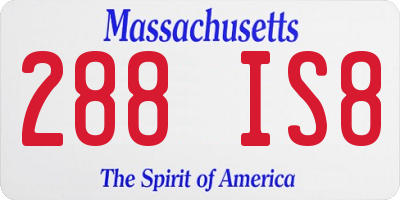 MA license plate 288IS8