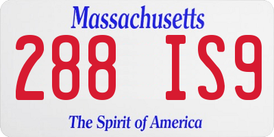 MA license plate 288IS9