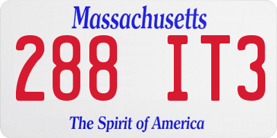 MA license plate 288IT3