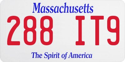 MA license plate 288IT9