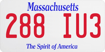 MA license plate 288IU3
