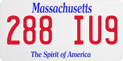 MA license plate 288IU9