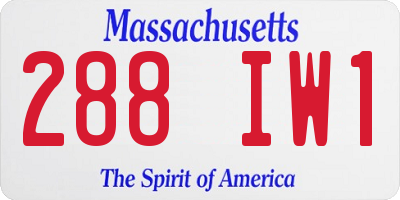 MA license plate 288IW1