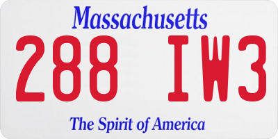 MA license plate 288IW3