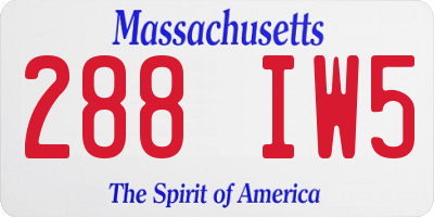 MA license plate 288IW5