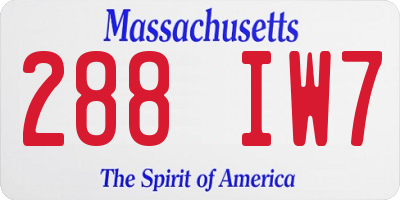 MA license plate 288IW7