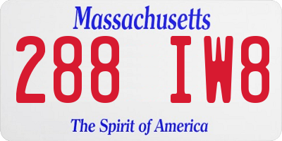 MA license plate 288IW8