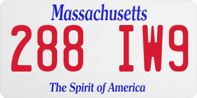 MA license plate 288IW9