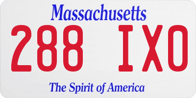 MA license plate 288IX0