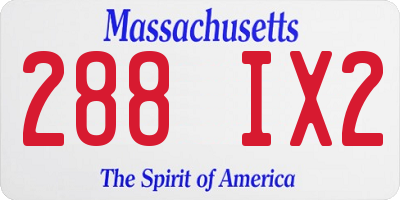 MA license plate 288IX2