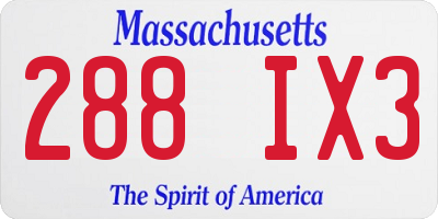 MA license plate 288IX3