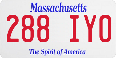 MA license plate 288IY0