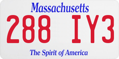 MA license plate 288IY3
