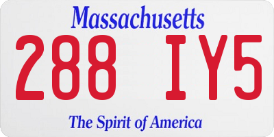 MA license plate 288IY5