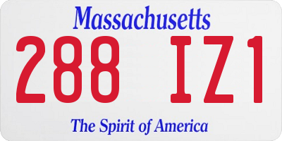 MA license plate 288IZ1