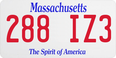MA license plate 288IZ3