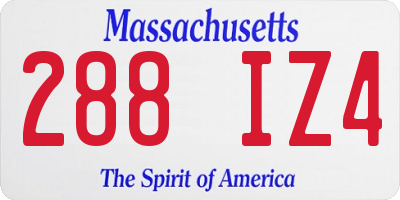 MA license plate 288IZ4