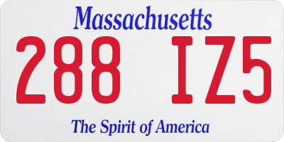 MA license plate 288IZ5
