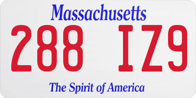MA license plate 288IZ9