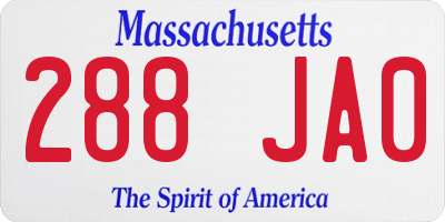 MA license plate 288JA0