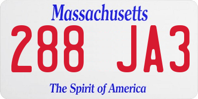 MA license plate 288JA3