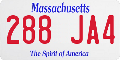 MA license plate 288JA4