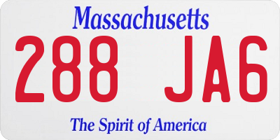 MA license plate 288JA6