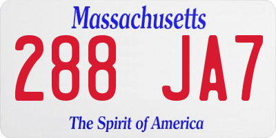 MA license plate 288JA7