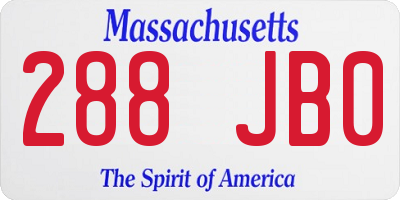 MA license plate 288JB0