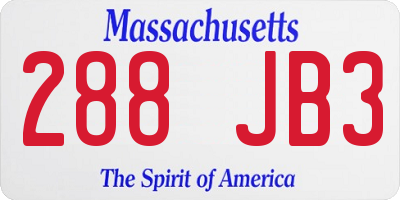 MA license plate 288JB3