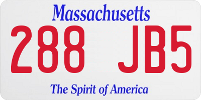 MA license plate 288JB5