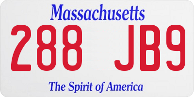 MA license plate 288JB9