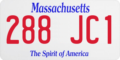 MA license plate 288JC1