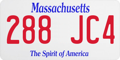 MA license plate 288JC4
