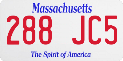 MA license plate 288JC5