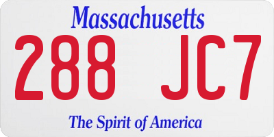 MA license plate 288JC7
