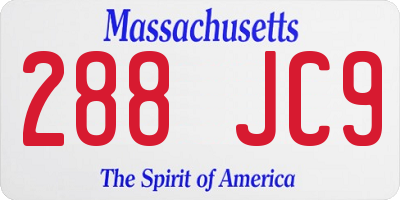 MA license plate 288JC9