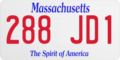 MA license plate 288JD1