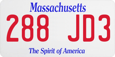 MA license plate 288JD3
