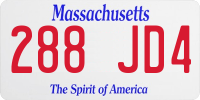 MA license plate 288JD4
