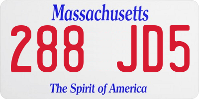 MA license plate 288JD5