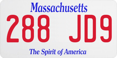 MA license plate 288JD9