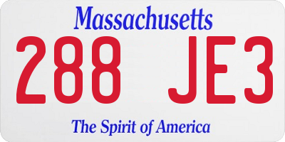 MA license plate 288JE3