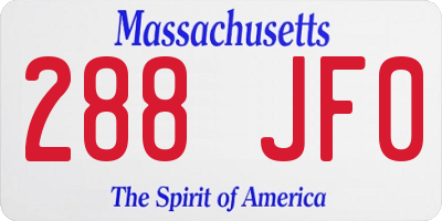 MA license plate 288JF0