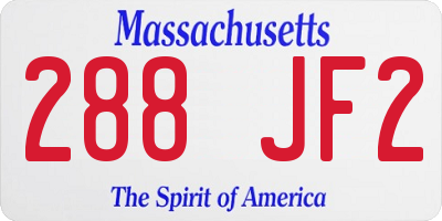 MA license plate 288JF2