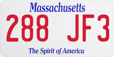 MA license plate 288JF3