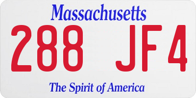 MA license plate 288JF4