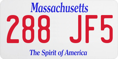 MA license plate 288JF5