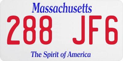 MA license plate 288JF6